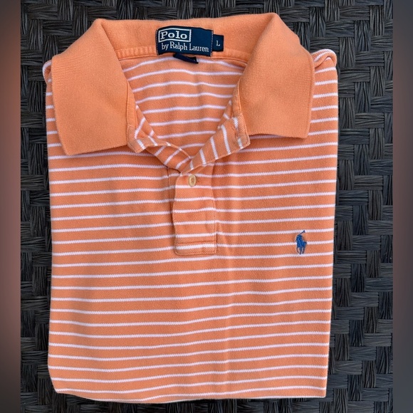 Polo Ralph Lauren Other - Men’s Polo Ralph Lauren short sleeve polo shirt, peach with white stripe size  L
